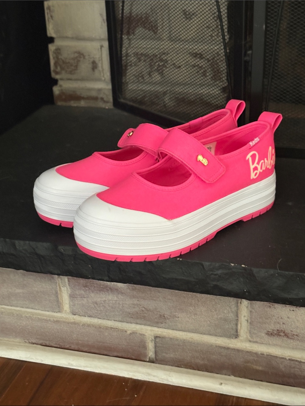 Keds Barbie Hot Pink Mary Jane Platform Sneakers with White Sole